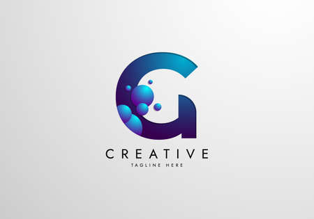 Letter G logo combined with gradient colored bubbles, logo Design Templateのイラスト素材