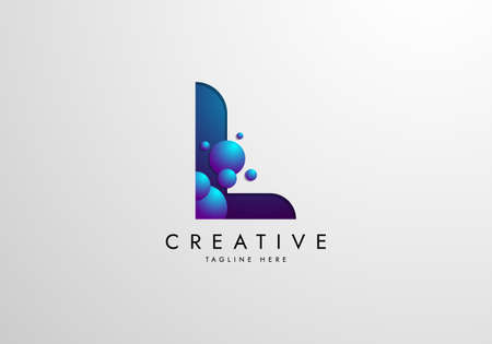 Letter L logo combined with gradient colored bubbles, logo Design Templateのイラスト素材