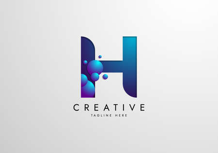 Letter H logo combined with gradient colored bubbles, logo Design Templateのイラスト素材