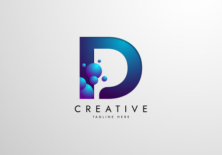 Letter D logo combined with gradient colored bubbles, logo Design Templateのイラスト素材