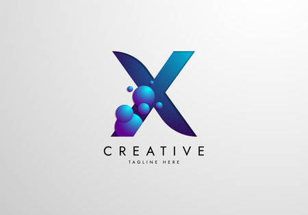 Letter X logo combined with gradient colored bubbles, logo Design Templateのイラスト素材