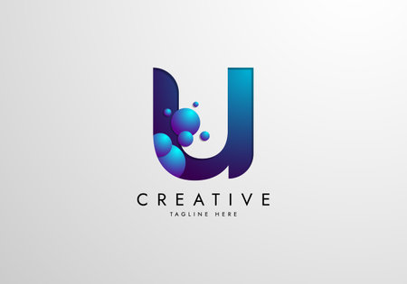 Letter U logo combined with gradient colored bubbles, logo Design Templateのイラスト素材