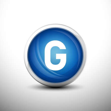Letter G in 3D Shiny Blue Keys for web Icons, Education Icons and Alphabet Icons. Vector Illustrationのイラスト素材