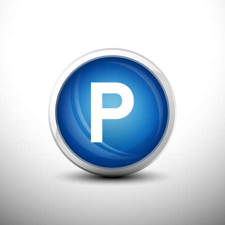 Letter P in 3D Shiny Blue Keys for web Icons, Education Icons and Alphabet Icons. Vector Illustrationのイラスト素材