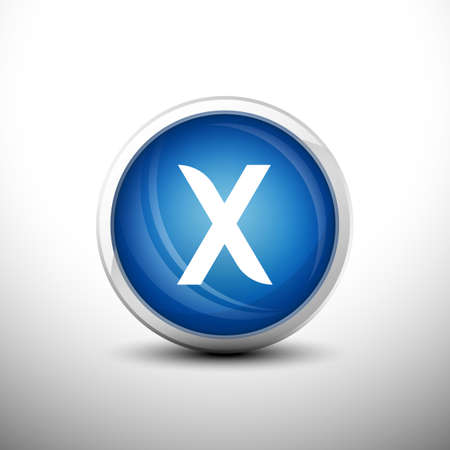Letter X in 3D Shiny Blue Keys for web Icons, Education Icons and Alphabet Icons. Vector Illustrationのイラスト素材