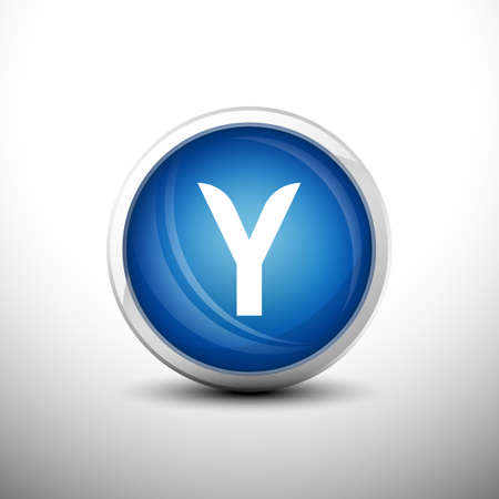 Letter Y in 3D Shiny Blue Keys for web Icons, Education Icons and Alphabet Icons. Vector Illustrationのイラスト素材