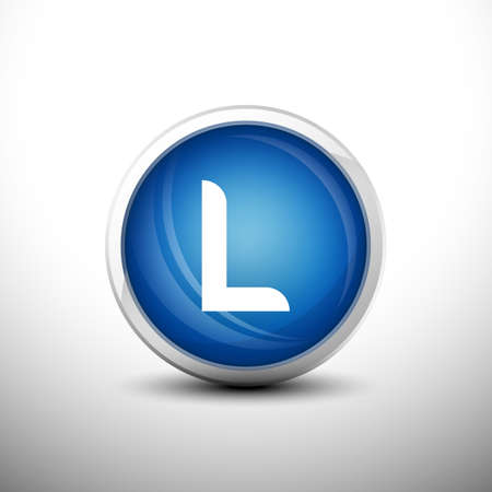 Letter L in 3D Shiny Blue Keys for web Icons, Education Icons and Alphabet Icons. Vector Illustrationのイラスト素材