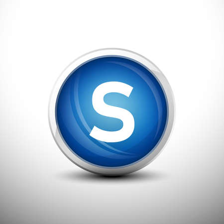 Letter S in 3D Shiny Blue Keys for web Icons, Education Icons and Alphabet Icons. Vector Illustrationのイラスト素材