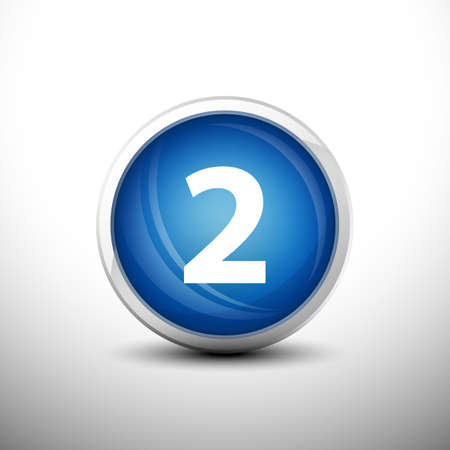 Number 2 in 3D Shiny Blue Keys for web Icons, Education Icons and Number Icons. Vector Illustrationのイラスト素材