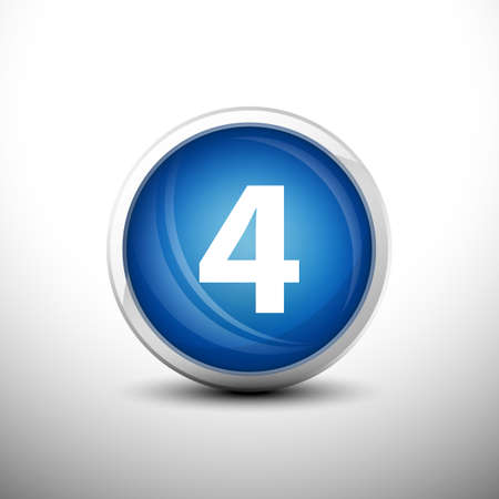 Number 4 in 3D Shiny Blue Keys for web Icons, Education Icons and Number Icons. Vector Illustrationのイラスト素材