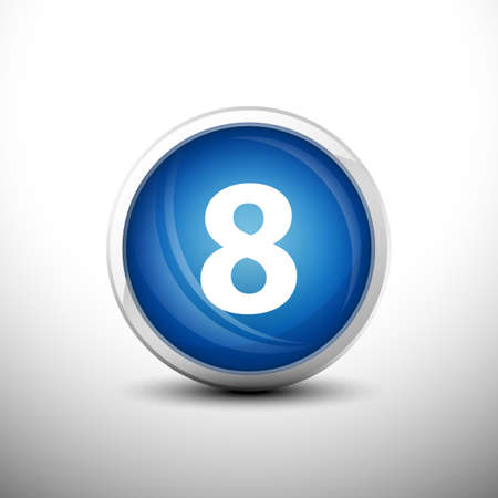 Number 8 in 3D Shiny Blue Keys for web Icons, Education Icons and Number Icons. Vector Illustrationのイラスト素材