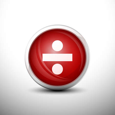 Division in 3D Shiny Red Keys for web Icons, Education Icons and Punctuation Icons. Vector Illustrationのイラスト素材