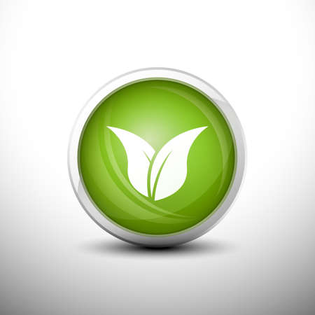 Leaf in 3D Shiny Green Keys for web Icons, Education Icons and Punctuation Icons. Vector Illustrationのイラスト素材