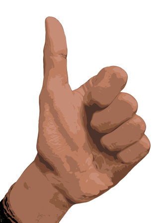 vector illustration of a hand on a white background, OK sign with thumbs up.のイラスト素材