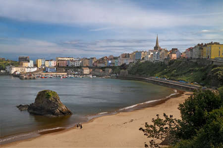 Tenby is an attractive seaside resort in South Wales, UK, with a harbour and two excellent beaches.のeditorial素材