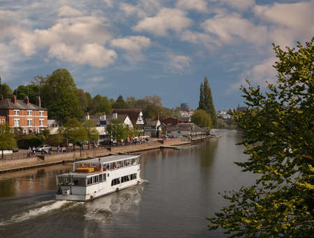 Boat trips are very popular on the river Dee at Chester の写真素材