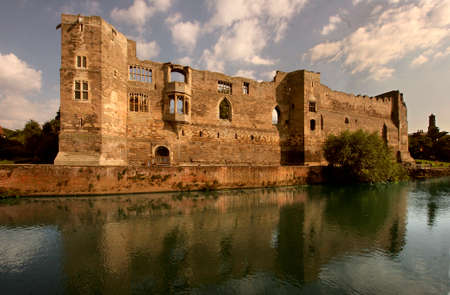Newark castle on the banks of the river Trent in Nottinghamshire, England was the site of many battles and it was here that King John died in twelve sixteen.の写真素材