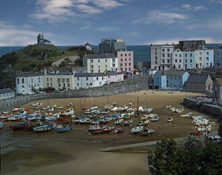 Tenby in Pembrokeshire, South Wales is a popular seaside holiday resort  のeditorial素材