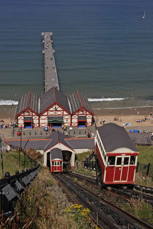 Saltburn by the Sea is a holiday resort in Yorkshire, and is one of the few in the North east of England to have a pier and cliff lift.の写真素材