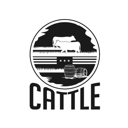 Cattle Emblem Label logo designのイラスト素材