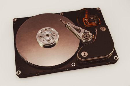 Computer hard drive isolated on white background - vintage effect style pictures.の写真素材