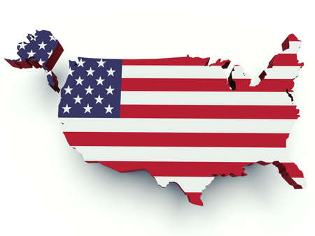 Map of the United States of America with flag colors. 3d render illustration.の写真素材