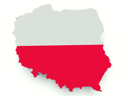 Map of Poland with flag colors. 3d render illustration.の写真素材