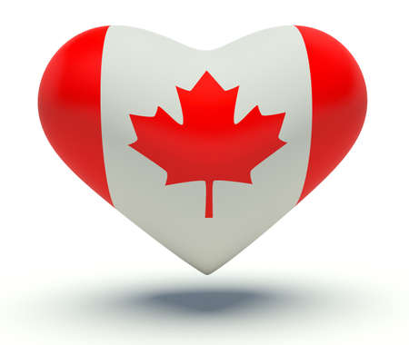Heart with Canada flag colors. 3d render illustration.の写真素材