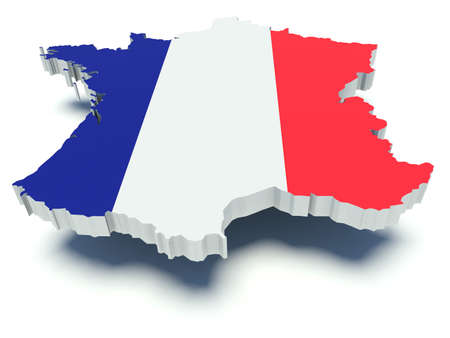 Map of France with flag colors. 3d render illustration.の写真素材