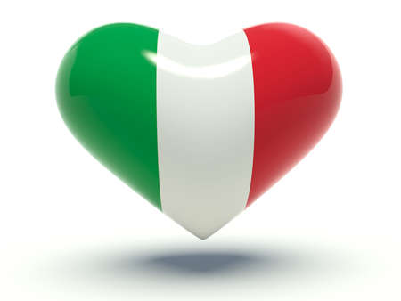 Heart with Italia flag colors. 3d render illustration.の写真素材