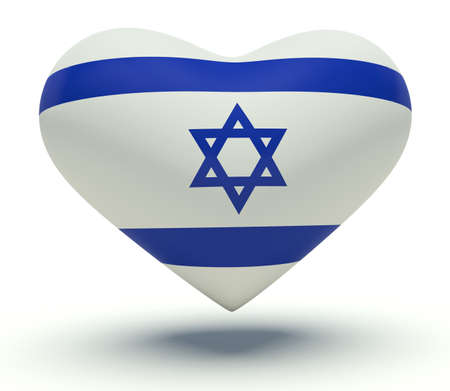 Heart with Israel flag colors. 3d render illustration.の写真素材