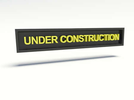 Under construction. Text words 3d render. Isolated on white background.の写真素材