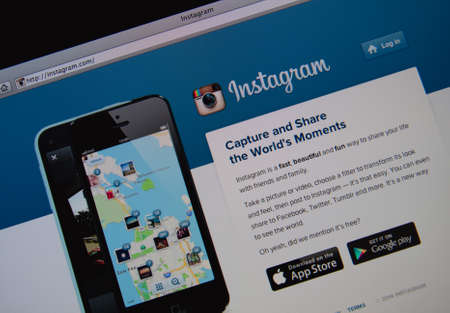 LISBON - JANUARY 23, 2014: Photo of Instagram homepage on a monitor screen.のeditorial素材