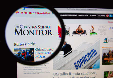 LISBON, PORTUGAL - MARCH 7, 2014: Photo of The Christian Science Monitor homepage on a monitor...