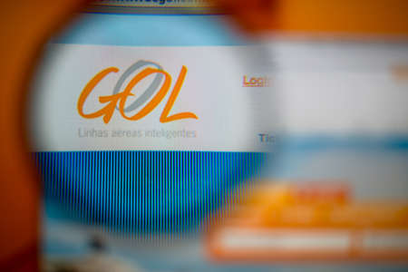 LISBON, PORTUGAL - AUGUST 27, 2014: Photo of GOL Linhas Aereas Inteligentes homepage on a monitor...