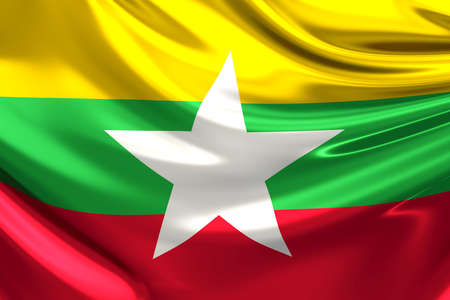Flag of Burma (the Republic of the Union of Myanmar)の写真素材