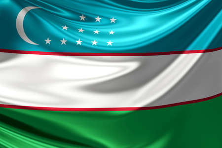 Flag of Uzbekistan.の写真素材
