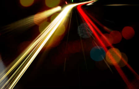speed on night roadの写真素材