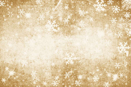Gold grunge Illustration of a Winter Background with Snowflakesの写真素材