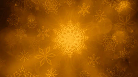 Gold Christmas New Year background with gold snowflakes and glitter Gold festive winter background Christmas and New Year pattern of golden snowflakes Design element template holiday themeの写真素材