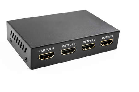 HDMI signal splitter to multiply an audio and video signal with up to four target devices.