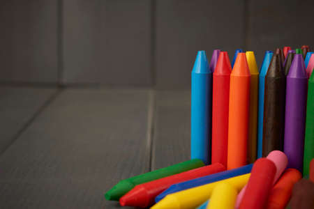 Colored crayons that children use at school at the most basic levelsの写真素材