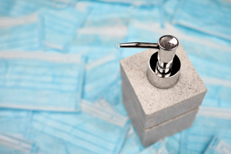 Close-up of hygienic masks to prevent infections by viruses and bacteria.の写真素材