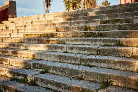Outdoor stone stairs weathered by the passage of timeの写真素材