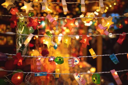 Paper burning lanterns, holiday background, christmas background, many colors.