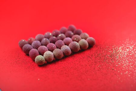 Festive background for Chinese New Year, Lychee gradient on a red background.