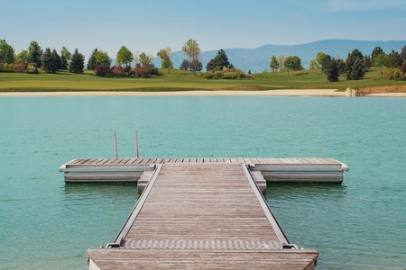 View on lake and golf field in Fontana golf club. Austriaのeditorial素材