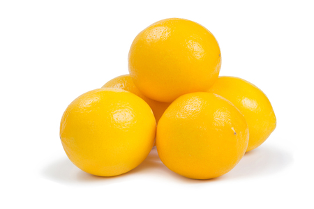 Grupe of lemon fruits isolated on white backgroundの写真素材