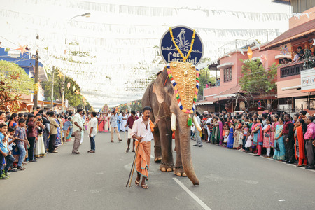 Cochin, India - January 1, 2016: Traditional New Year celebration on carnival, India.のeditorial素材