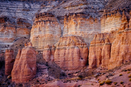 Colorful rose valley with blue sky in Cappadocia landscape, Goreme village, Turkeyの写真素材